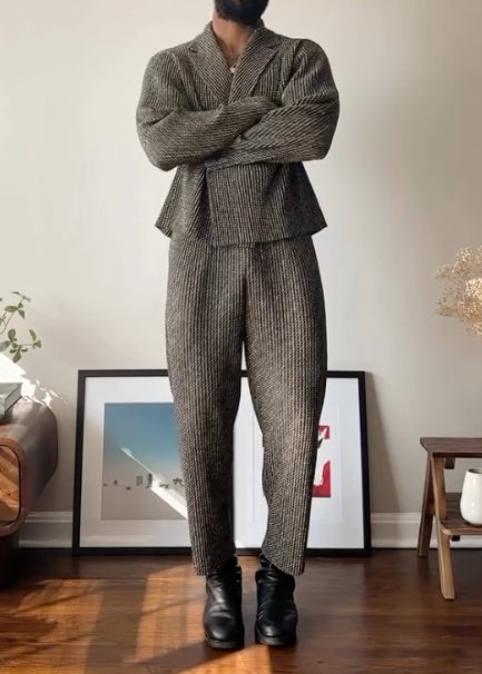 Traje de dos piezas a cuadros para hombre, blazer y pantalones ajustados