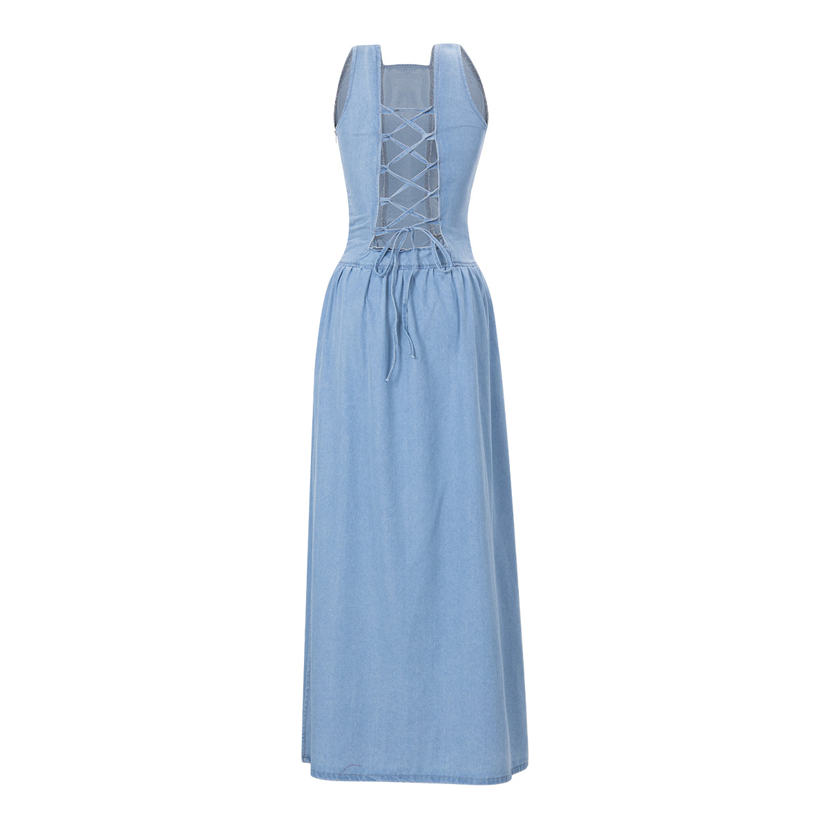 Vestido de tiras sin mangas azul denim