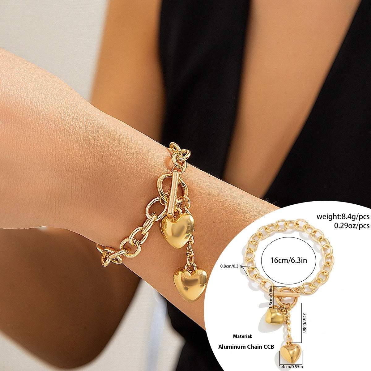 Cadena gruesa con cerradura brillante y collar con colgante de llave para mujer