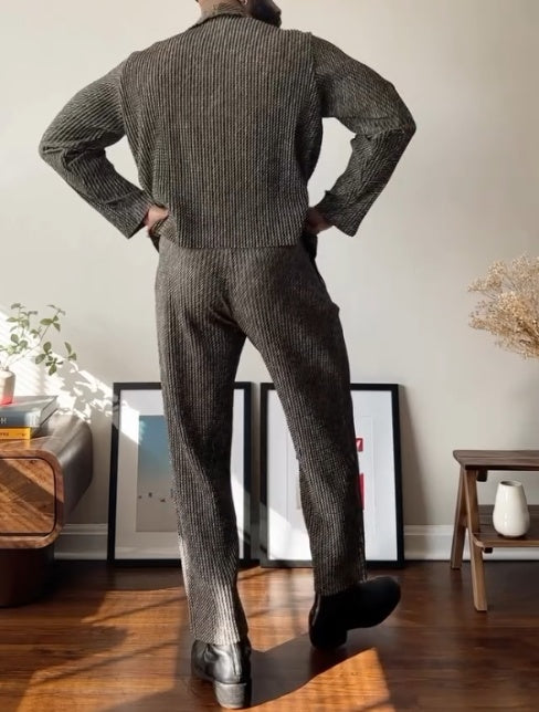 Traje de dos piezas a cuadros para hombre, blazer y pantalones ajustados