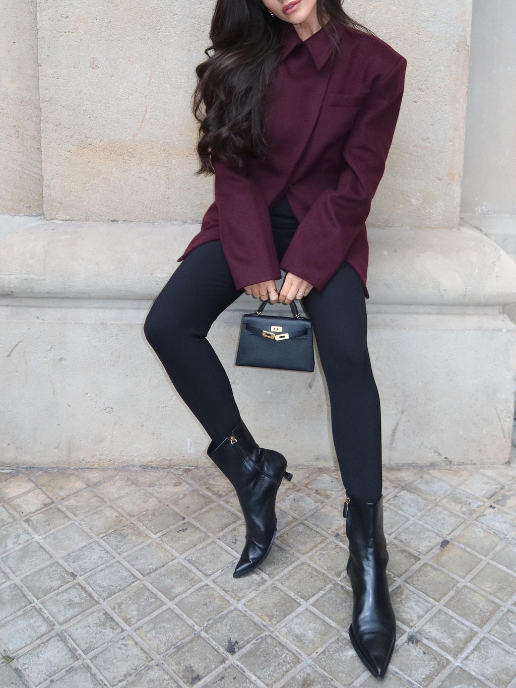 Blazer con tapeta cruzada burdeos