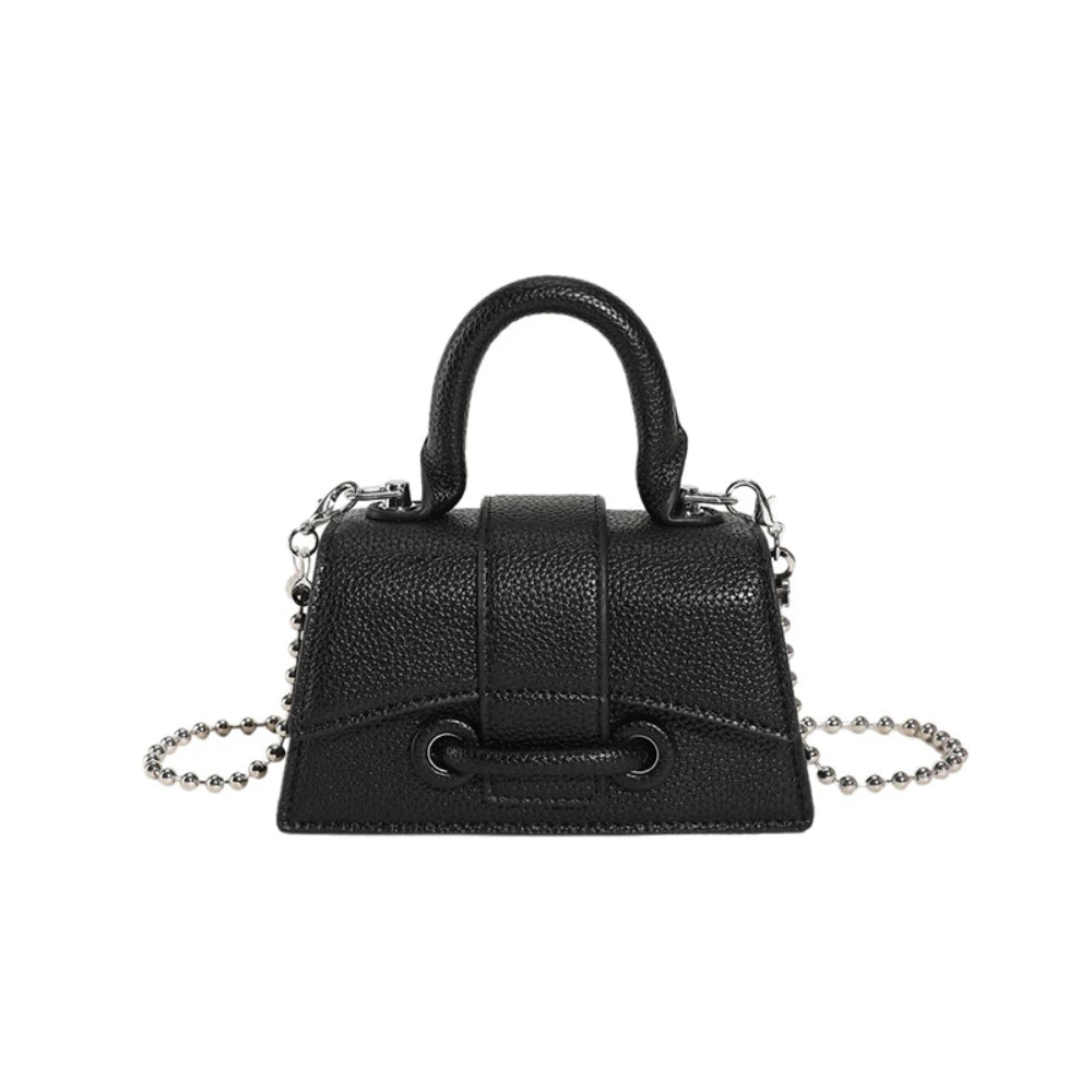 Damen-Mini-Handtasche im koreanischen Stil, schicke einfarbige Umhängetasche mit Kettenstruktur, Damen-Sommer-High-End-Lippenstift-Pendeltaschen