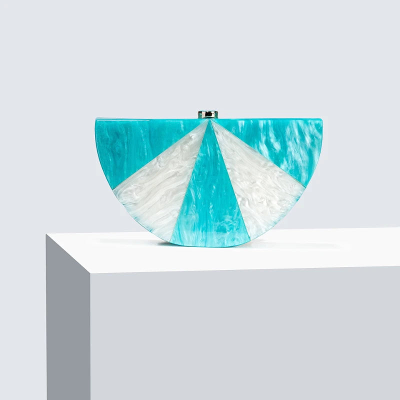 Bolso bandolera de acrílico con diseño de retazos, estilo semicírculo, para bodas, moda, moda, noche, bolsos de mujer, tendencia, fiesta, cartera femenina