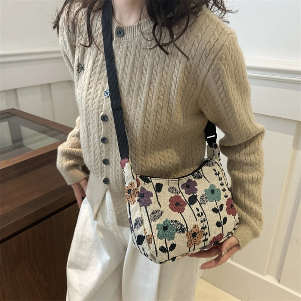 Vintage Literarische Drucke Neue Damentaschen Vielseitige Große Kapazität Lässig Einfache Elegante Schulter-Umhängetasche für Damen