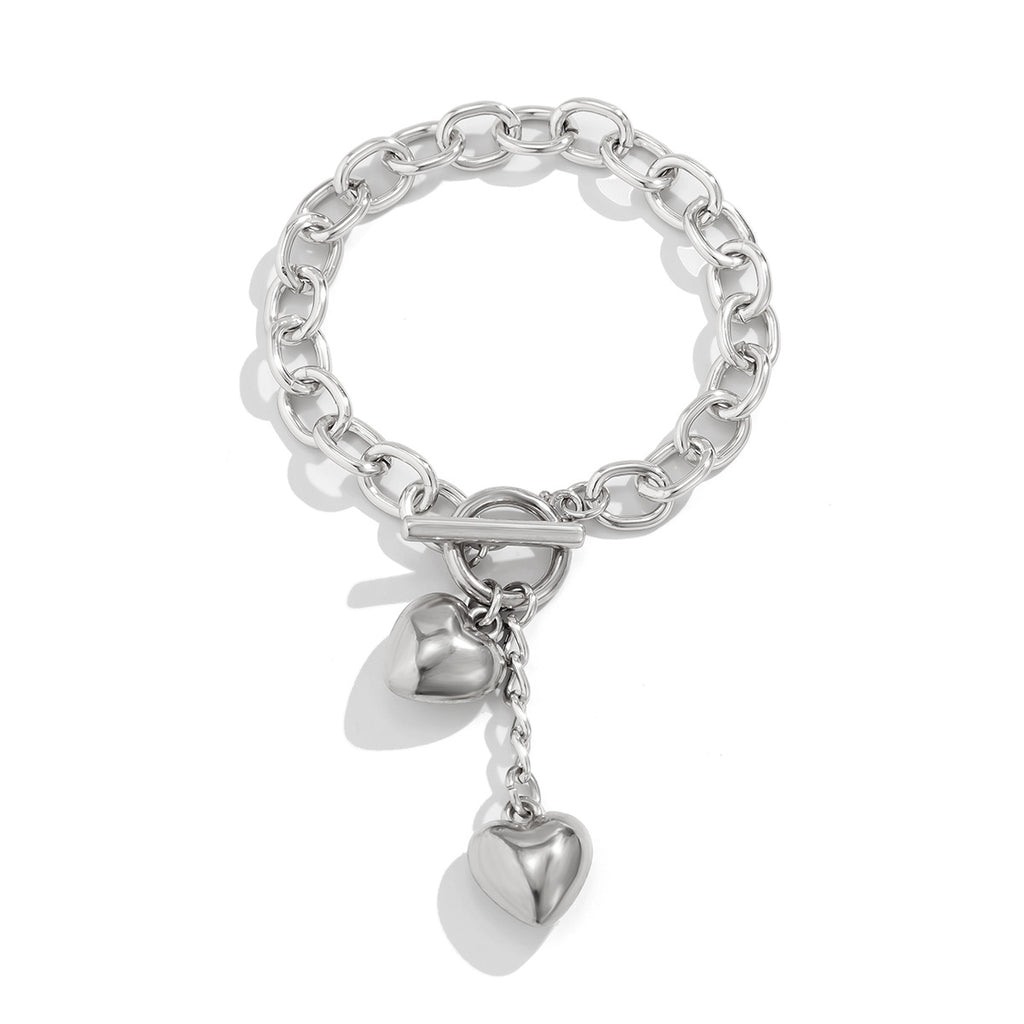 Klobige Kette mit glänzendem Schloss und Schlüsselanhänger-Halskette für Damen